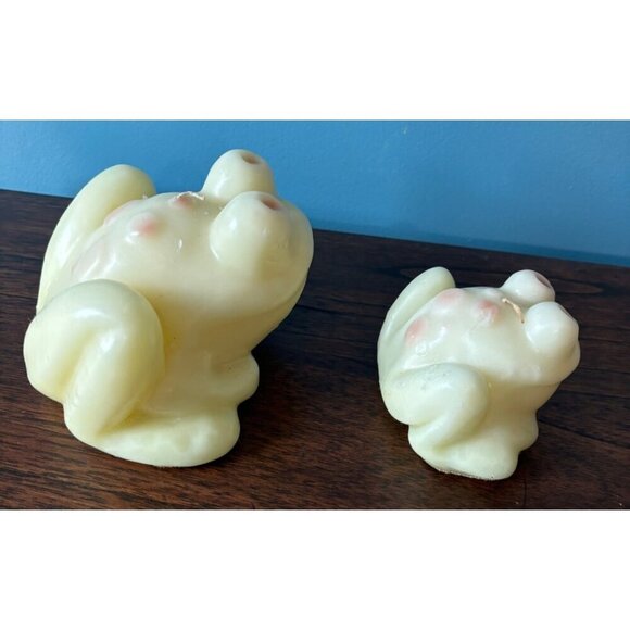 2 Vtg Adorable Frog Shaped Wax Candle Set Ivory - Picture 4 of 5